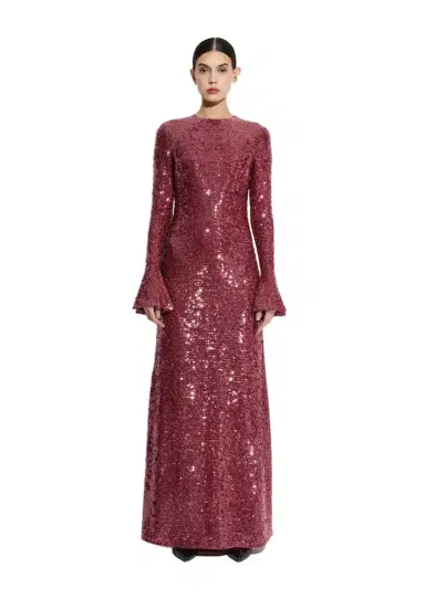 LAPOINTE Sequin Flare Sleeve Boatneck Gown | Thumbnail 1 LAPOINTE Sequin Flare Sleeve Boatneck Gown | Thumbnail 1