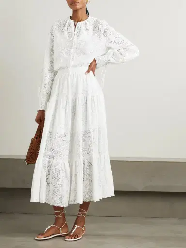 Erdem Tie-neck Cotton-lace Blouse | Thumbnail 2 Erdem Tie-neck Cotton-lace Blouse | Thumbnail 2