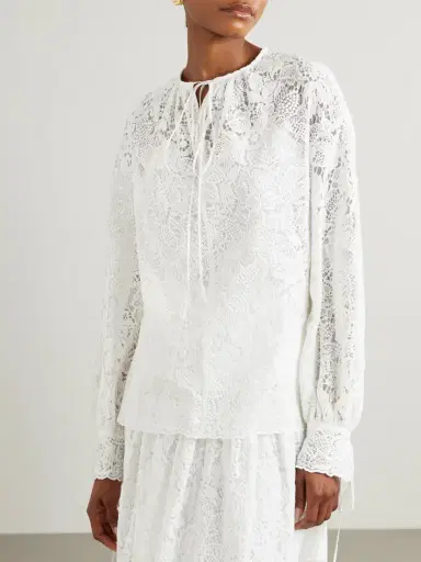 Erdem Tie-neck Cotton-lace Blouse | Thumbnail 3 Erdem Tie-neck Cotton-lace Blouse | Thumbnail 3