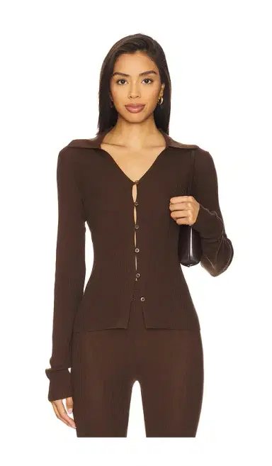 EAVES Bailee Rib Cardigan | Thumbnail 1 EAVES Bailee Rib Cardigan | Thumbnail 1