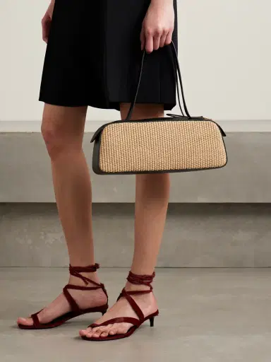 Khaite Simona Leather-trimmed Raffia Shoulder Bag | Thumbnail 2 Khaite Simona Leather-trimmed Raffia Shoulder Bag | Thumbnail 2