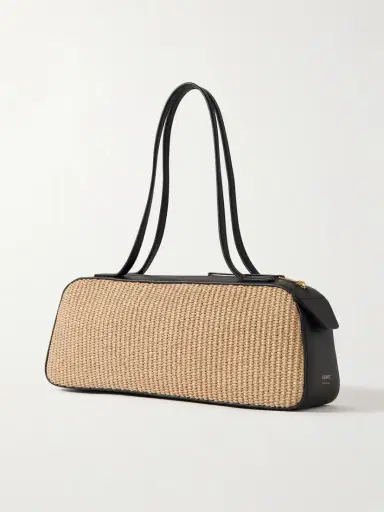 Khaite Simona Leather-trimmed Raffia Shoulder Bag | Thumbnail 3 Khaite Simona Leather-trimmed Raffia Shoulder Bag | Thumbnail 3