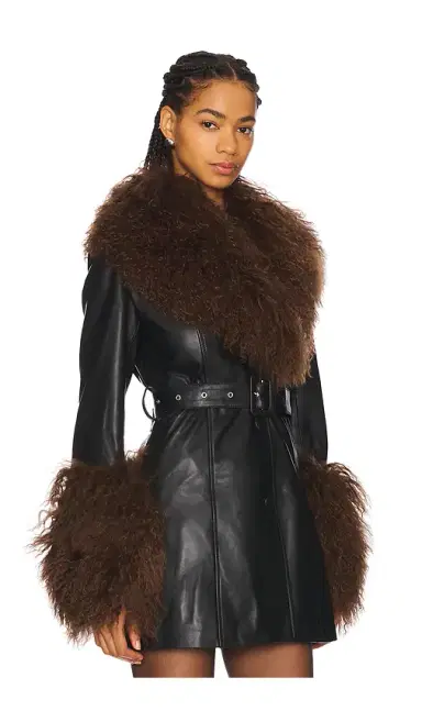 Susanna Chow Mimi Leather Coat With Fur Trim | Thumbnail 2 Susanna Chow Mimi Leather Coat With Fur Trim | Thumbnail 2