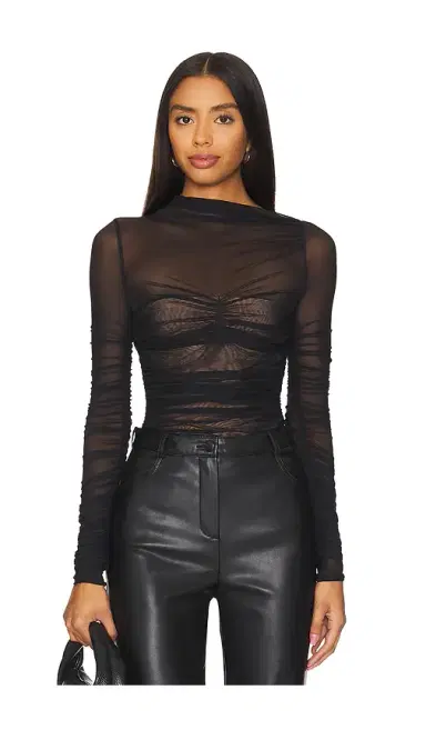 SEROYA Mila Ruched Bodysuit With Asymetric Neck | Thumbnail 1 SEROYA Mila Ruched Bodysuit With Asymetric Neck | Thumbnail 1
