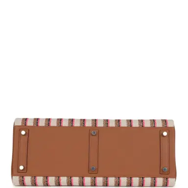 HERMÈS Hermes Shoulder Birkin Light 39 Multicolor Toile and Gold Swift Palladium Hardware | Thumbnail 6 HERMÈS Hermes Shoulder Birkin Light 39 Multicolor Toile and Gold Swift Palladium Hardware | Thumbnail 6