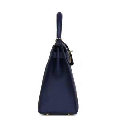 HERMÈS Pre-owned Hermes Special Order (HSS) Kellygraphie Kelly Sellier 28 "Lettre B" Bleu Nuit Epsom Permabrass Hardware | Thumbnail 3 HERMÈS Pre-owned Hermes Special Order (HSS) Kellygraphie Kelly Sellier 28 "Lettre B" Bleu Nuit Epsom Permabrass Hardware | Thumbnail 3