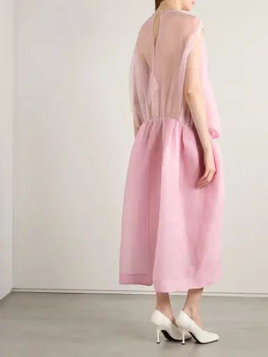 Khaite Noah Gathered Silk-organza Midi Dress | Thumbnail 3 Khaite Noah Gathered Silk-organza Midi Dress | Thumbnail 3