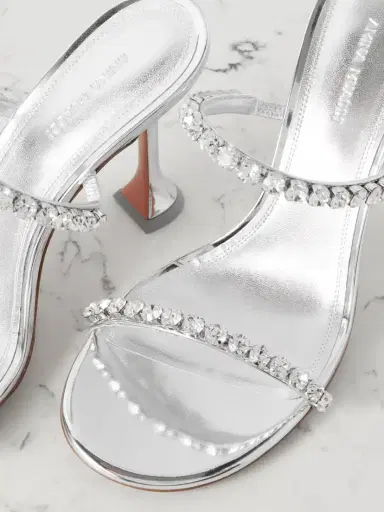 Amina Muaddi Gigi Crystal-embellished Mirrored-leather Mules | Thumbnail 4 Amina Muaddi Gigi Crystal-embellished Mirrored-leather Mules | Thumbnail 4