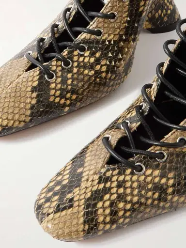 Dries Van Noten Lace-up Snake-effect Leather Wedge Pumps | Thumbnail 4 Dries Van Noten Lace-up Snake-effect Leather Wedge Pumps | Thumbnail 4