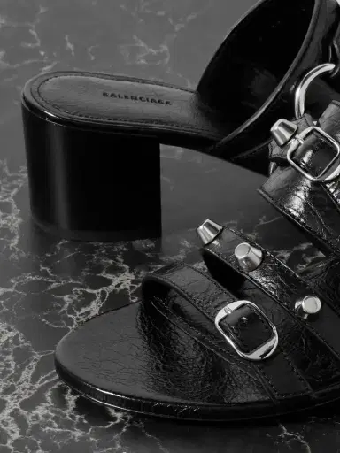 Balenciaga City Embellished Crinkled-leather Mules | Thumbnail 4 Balenciaga City Embellished Crinkled-leather Mules | Thumbnail 4