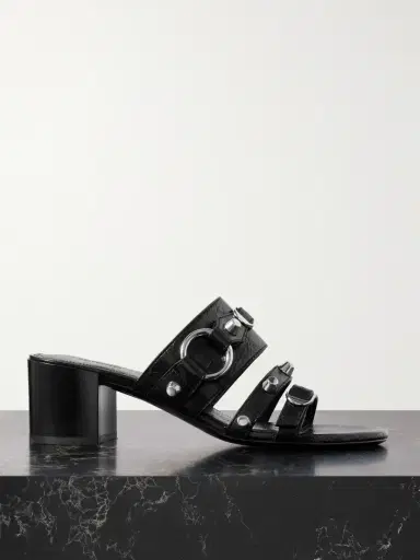 Balenciaga City Embellished Crinkled-leather Mules | Thumbnail 1 Balenciaga City Embellished Crinkled-leather Mules | Thumbnail 1
