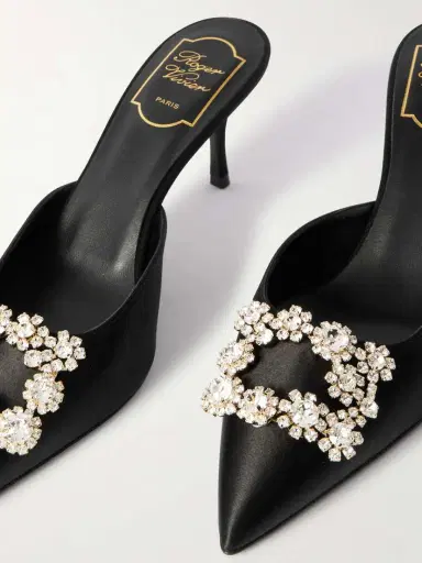 Roger Vivier Efflorescence 65 Embellished Satin Mules | Thumbnail 4 Roger Vivier Efflorescence 65 Embellished Satin Mules | Thumbnail 4