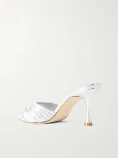 Manolo Blahnik Pirua 70 Crinkled Metallic Leather Mules | Thumbnail 3 Manolo Blahnik Pirua 70 Crinkled Metallic Leather Mules | Thumbnail 3
