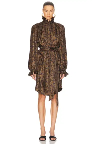 Saint Laurent Belted Mini Dress | Thumbnail 1 Saint Laurent Belted Mini Dress | Thumbnail 1