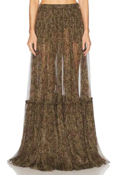 Saint Laurent Tiered Maxi Skirt | Thumbnail 1 Saint Laurent Tiered Maxi Skirt | Thumbnail 1