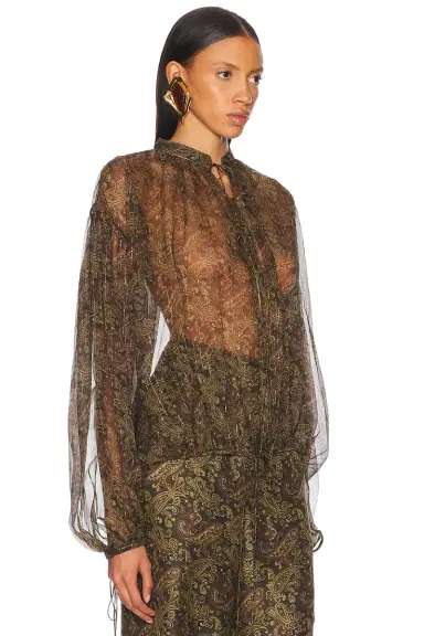 Saint Laurent Tie Neck Blouse | Thumbnail 3 Saint Laurent Tie Neck Blouse | Thumbnail 3