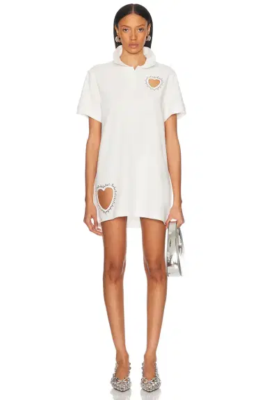 AREA Crystal Heart Cutout Polo Dress | Thumbnail 5 AREA Crystal Heart Cutout Polo Dress | Thumbnail 5