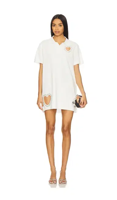 AREA Crystal Heart Cutout Polo Dress | Thumbnail 7 AREA Crystal Heart Cutout Polo Dress | Thumbnail 7