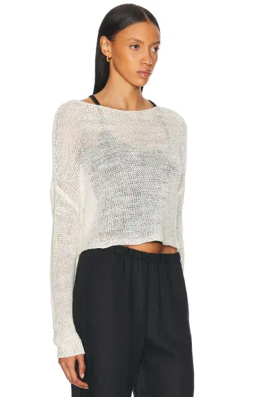 Enza Costa Linen Open Knit Bateau Sweater | Thumbnail 2 Enza Costa Linen Open Knit Bateau Sweater | Thumbnail 2