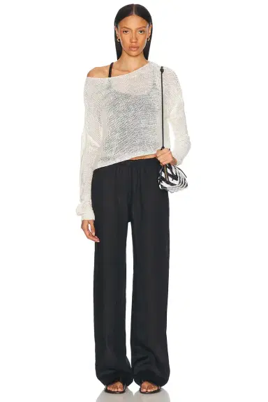 Enza Costa Linen Open Knit Bateau Sweater | Thumbnail 4 Enza Costa Linen Open Knit Bateau Sweater | Thumbnail 4
