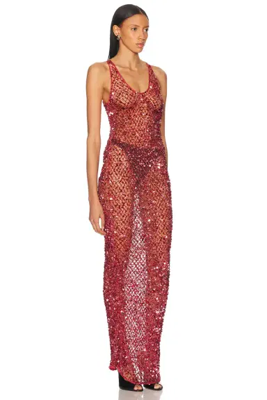 LaPointe Net Mesh Sequin Tank Gown | Thumbnail 2 LaPointe Net Mesh Sequin Tank Gown | Thumbnail 2