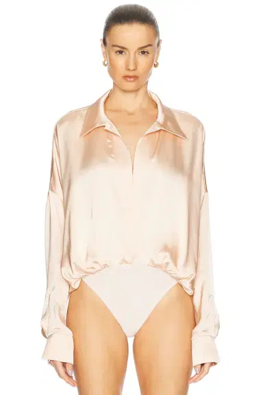 Norma Kamali Super Oversized Boyfriend Shirt Bodysuit | Thumbnail 2 Norma Kamali Super Oversized Boyfriend Shirt Bodysuit | Thumbnail 2