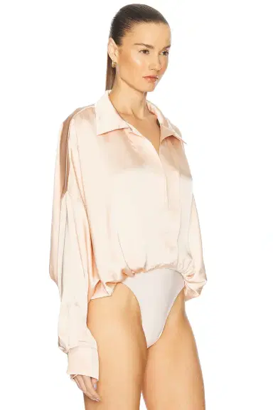 Norma Kamali Super Oversized Boyfriend Shirt Bodysuit | Thumbnail 3 Norma Kamali Super Oversized Boyfriend Shirt Bodysuit | Thumbnail 3