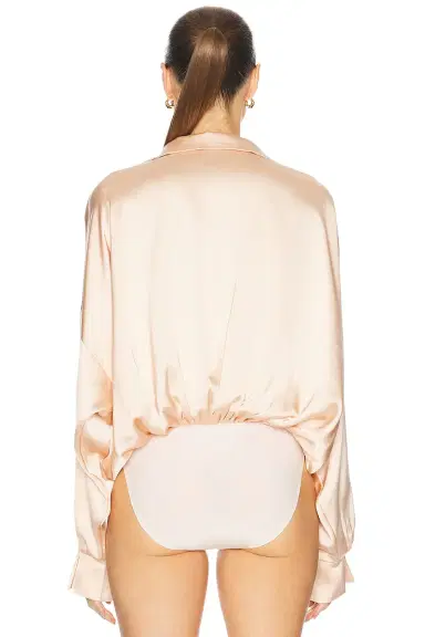 Norma Kamali Super Oversized Boyfriend Shirt Bodysuit | Thumbnail 4 Norma Kamali Super Oversized Boyfriend Shirt Bodysuit | Thumbnail 4