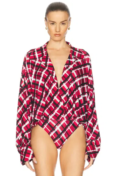 Norma Kamali Super Oversized Boyfriend Shirt Bodysuit | Thumbnail 2 Norma Kamali Super Oversized Boyfriend Shirt Bodysuit | Thumbnail 2