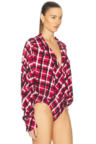 Norma Kamali Super Oversized Boyfriend Shirt Bodysuit | Thumbnail 3 Norma Kamali Super Oversized Boyfriend Shirt Bodysuit | Thumbnail 3