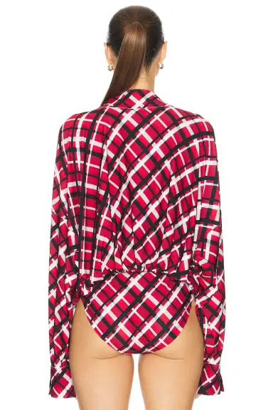 Norma Kamali Super Oversized Boyfriend Shirt Bodysuit | Thumbnail 4 Norma Kamali Super Oversized Boyfriend Shirt Bodysuit | Thumbnail 4