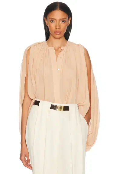 Stella McCartney Creponne Drape Crew Blouse | Thumbnail 1 Stella McCartney Creponne Drape Crew Blouse | Thumbnail 1