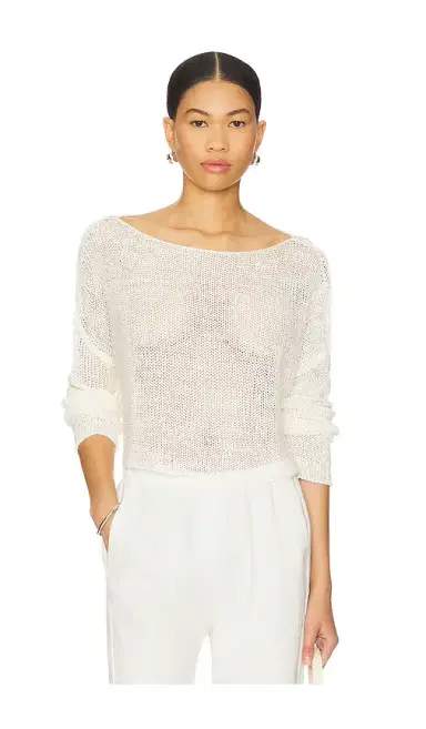 Enza Costa Linen Open Knit Bateau Sweater | Thumbnail 1 Enza Costa Linen Open Knit Bateau Sweater | Thumbnail 1