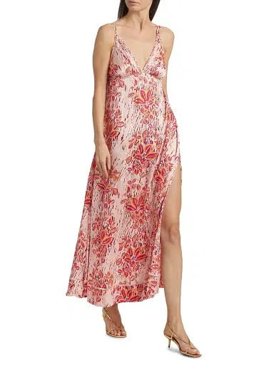 Poupette St Barth Women's Cassandra Floral Printed Maxi Dress - Pink Exotic Forest | Thumbnail 2 Poupette St Barth Women's Cassandra Floral Printed Maxi Dress - Pink Exotic Forest | Thumbnail 2