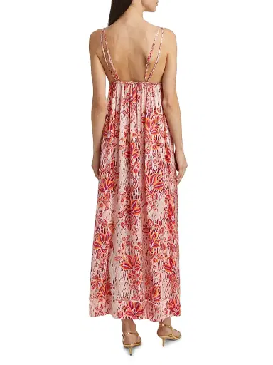 Poupette St Barth Women's Cassandra Floral Printed Maxi Dress - Pink Exotic Forest | Thumbnail 5 Poupette St Barth Women's Cassandra Floral Printed Maxi Dress - Pink Exotic Forest | Thumbnail 5