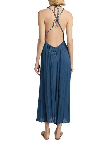 Poupette St Barth Women's Collette Open-Back Maxi Dress - Dusty Blue Plain | Thumbnail 5 Poupette St Barth Women's Collette Open-Back Maxi Dress - Dusty Blue Plain | Thumbnail 5