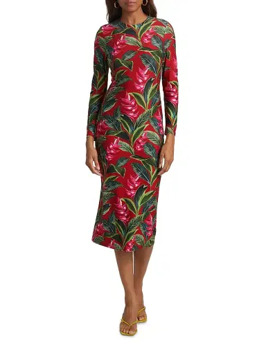 Farm Rio Women's Dream Garden Jersey Midi-Dress - Red | Thumbnail 3 Farm Rio Women's Dream Garden Jersey Midi-Dress - Red | Thumbnail 3