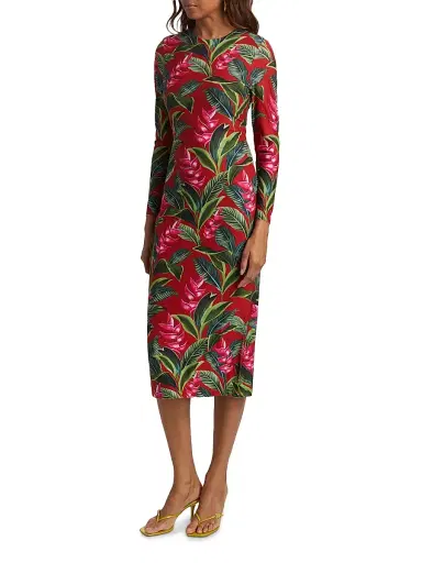 Farm Rio Women's Dream Garden Jersey Midi-Dress - Red | Thumbnail 4 Farm Rio Women's Dream Garden Jersey Midi-Dress - Red | Thumbnail 4