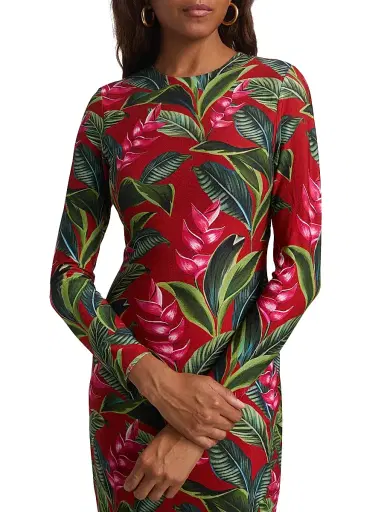 Farm Rio Women's Dream Garden Jersey Midi-Dress - Red | Thumbnail 6 Farm Rio Women's Dream Garden Jersey Midi-Dress - Red | Thumbnail 6