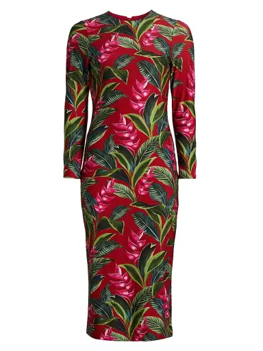 Farm Rio Women's Dream Garden Jersey Midi-Dress - Red | Thumbnail 1 Farm Rio Women's Dream Garden Jersey Midi-Dress - Red | Thumbnail 1