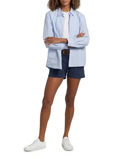 Nili Lotan Women's Utility Cotton Cargo Shorts - Vintage Washed Admiral Blue | Thumbnail 2 Nili Lotan Women's Utility Cotton Cargo Shorts - Vintage Washed Admiral Blue | Thumbnail 2