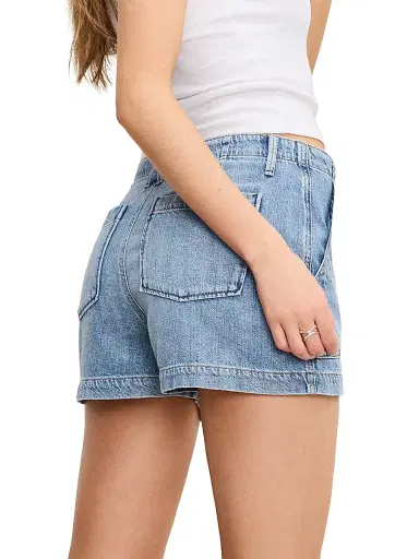 Good American Women's Lite Linen Denim Shorts - Indigo | Thumbnail 4 Good American Women's Lite Linen Denim Shorts - Indigo | Thumbnail 4