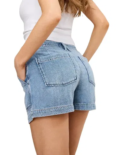 Good American Women's Lite Linen Denim Shorts - Indigo | Thumbnail 7 Good American Women's Lite Linen Denim Shorts - Indigo | Thumbnail 7