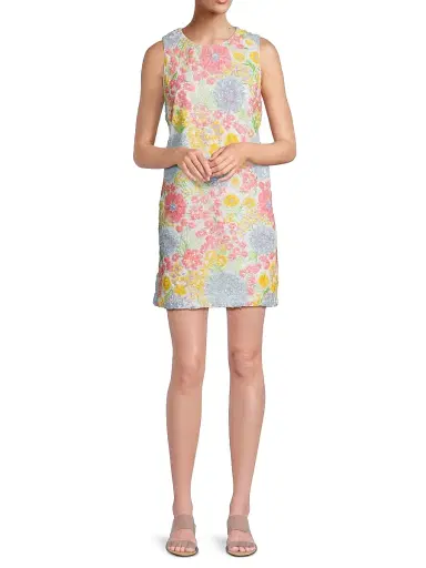 Lilly Pulitzer Women's Airbella Floral Sequined Shift Dress - Size 16 | Thumbnail 2 Lilly Pulitzer Women's Airbella Floral Sequined Shift Dress - Size 16 | Thumbnail 2