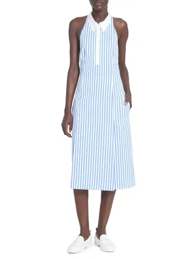 Thom Browne Women's Striped Cotton Poplin Knee-Length Shirtdress - Medium Blue | Thumbnail 3 Thom Browne Women's Striped Cotton Poplin Knee-Length Shirtdress - Medium Blue | Thumbnail 3