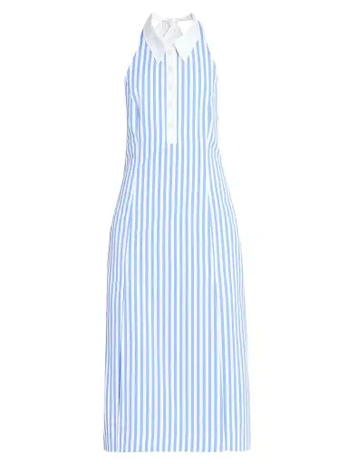 Thom Browne Women's Striped Cotton Poplin Knee-Length Shirtdress - Medium Blue | Thumbnail 1 Thom Browne Women's Striped Cotton Poplin Knee-Length Shirtdress - Medium Blue | Thumbnail 1