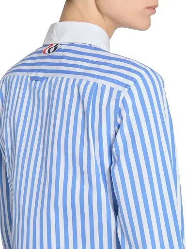 Thom Browne Women's Striped Eyelet Cotton Button-Down Shirt - White | Thumbnail 6 Thom Browne Women's Striped Eyelet Cotton Button-Down Shirt - White | Thumbnail 6