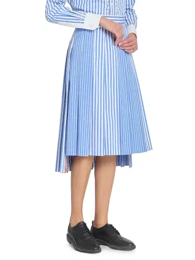 Thom Browne Women's Striped Pleated Cotton Midi-Skirt - Medium Blue | Thumbnail 4 Thom Browne Women's Striped Pleated Cotton Midi-Skirt - Medium Blue | Thumbnail 4