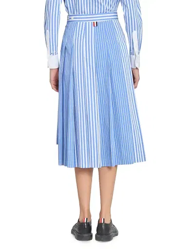 Thom Browne Women's Striped Pleated Cotton Midi-Skirt - Medium Blue | Thumbnail 5 Thom Browne Women's Striped Pleated Cotton Midi-Skirt - Medium Blue | Thumbnail 5