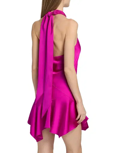 Ramy Brook Women's Nari Satin Halter Minidress - Fiesta Pink | Thumbnail 5 Ramy Brook Women's Nari Satin Halter Minidress - Fiesta Pink | Thumbnail 5